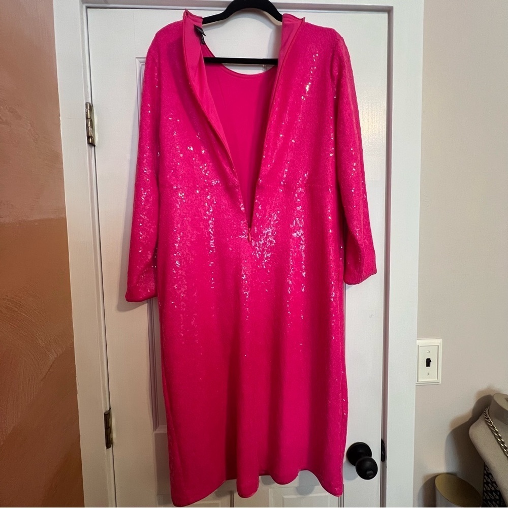 TORRID HOT PINK SEQUIN DRESS SIZE 16 NWOT - Picture 3 of 5